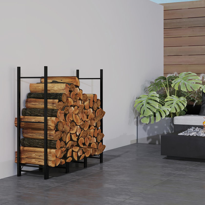 Adjustable Heavy‑Duty Metal Log Rack, Indoor & Outdoor Firewood Stacker Stand, Wood Pile Storage Organiser for Fireplace