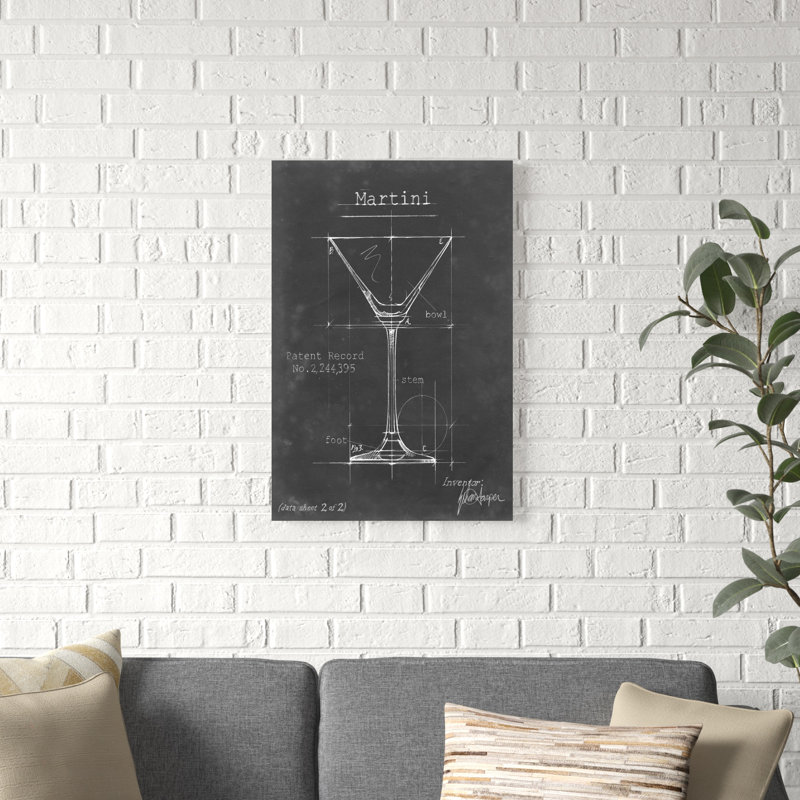 "Barware Blueprint V" par Ethan Harper, reproduction d'art sur toile, H 30 po x l 20 po, Cadre noir