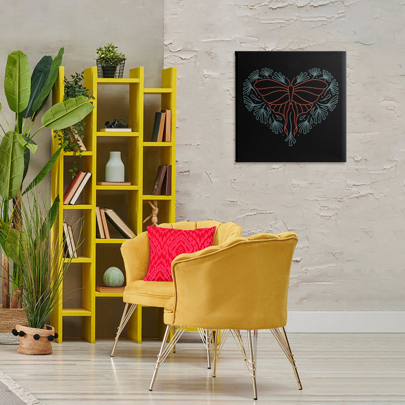 Heart Shaped Celestial Moth Canvas Wall Art by Ahmed Sameh Hussein, 24" H x 24" W