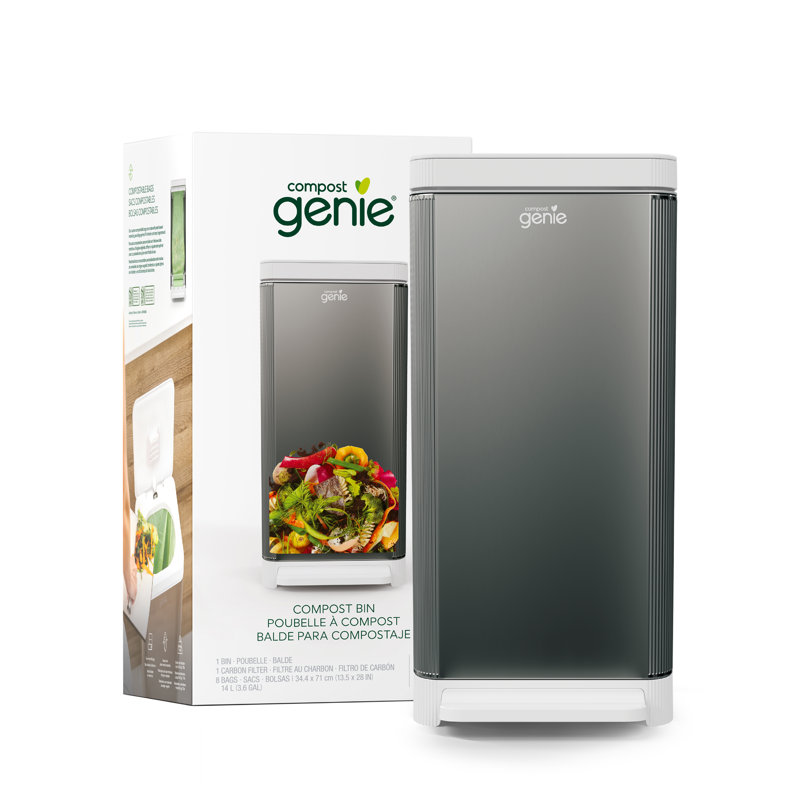 Black Stainless Steel 3.6 Gallon Indoor Compost Bin
