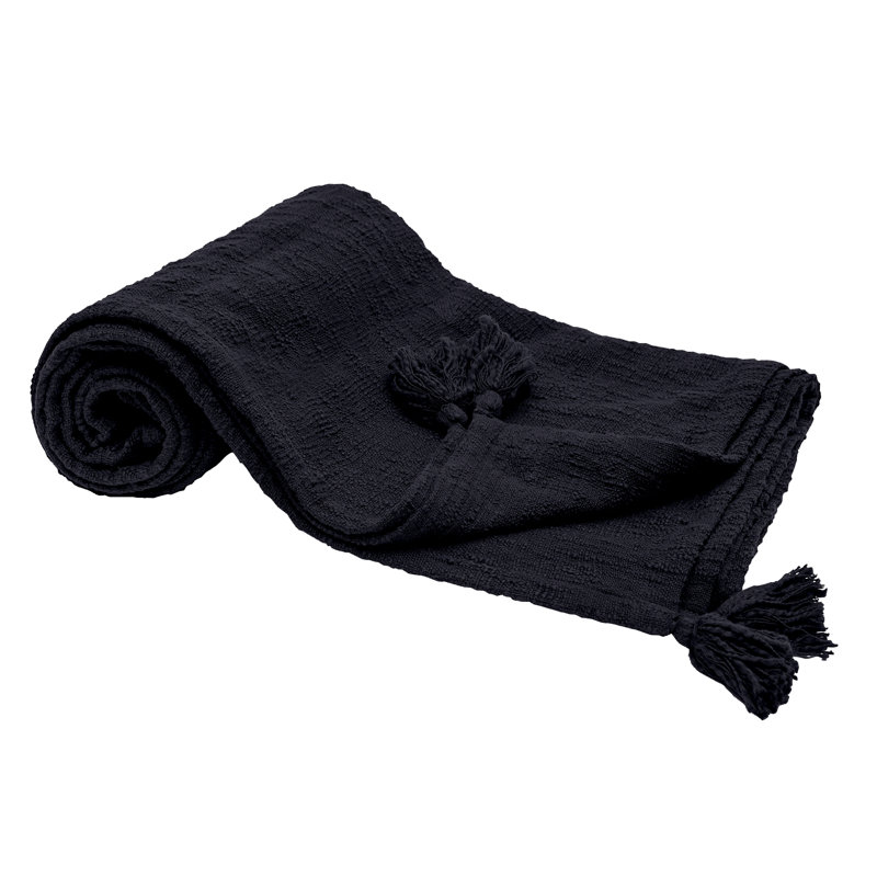 Devin Hand Woven Throw Blanket, Coal