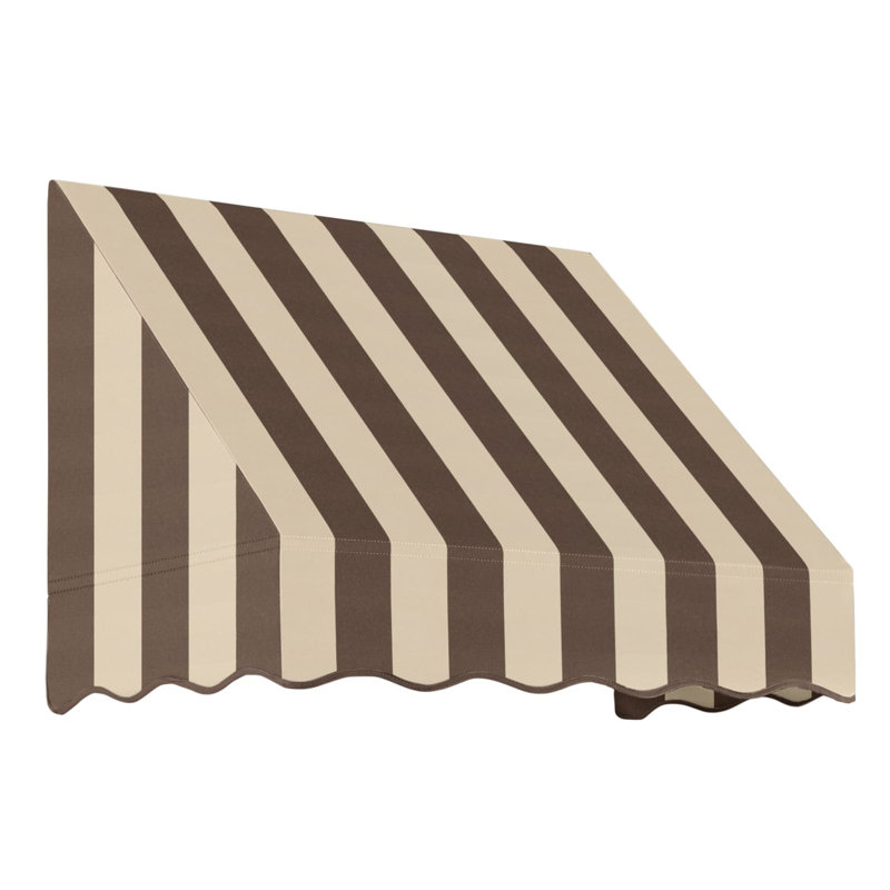 Auvent fixe en tissu acrylique San Francisco Awntech, H 24 po x l 40,5 po x P 36 po, Rayures brun / brun clair