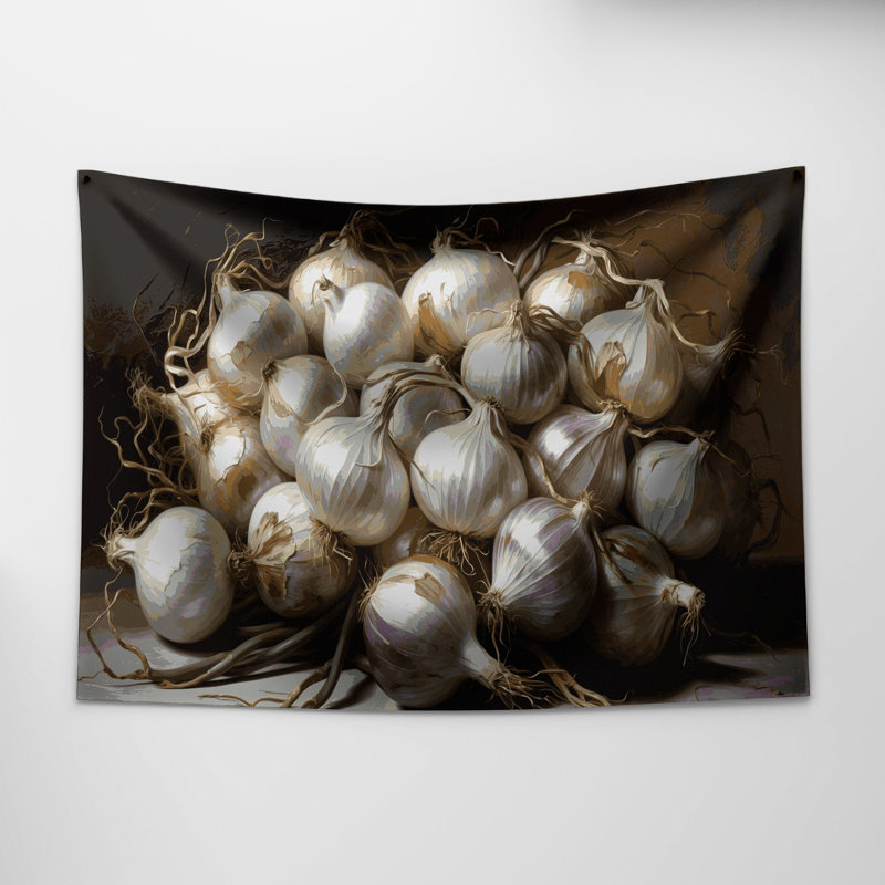 Tapisserie murale légumes oignon perle, 68 po x 80 po