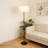 Modern Minimalist Black Floor Lamp With Linen Drum Shade, E26 Warm Bulb Included, Standing Lamp For Living Room Bedroom