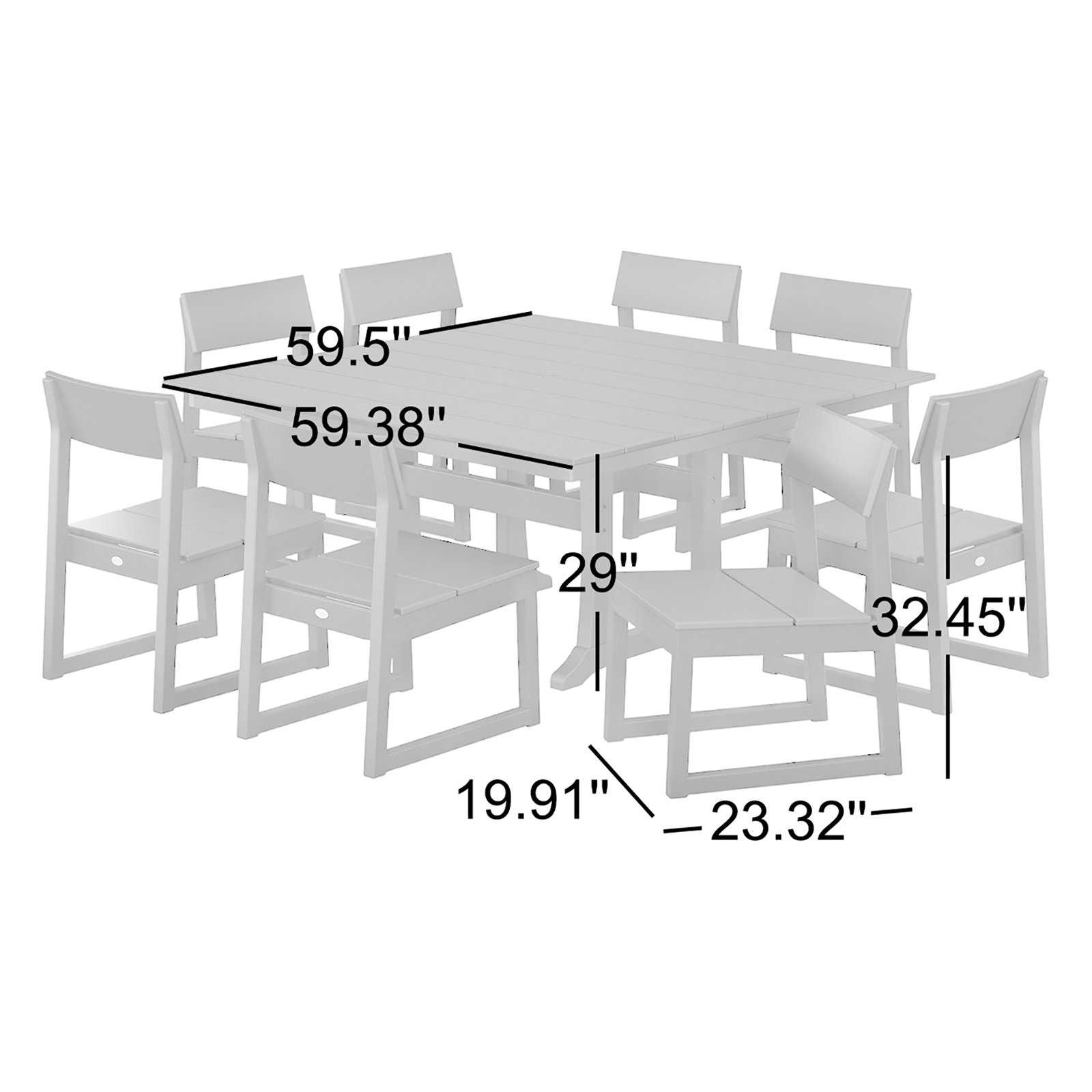 POLYWOOD® Edge 60" Patio Dining Set, Black