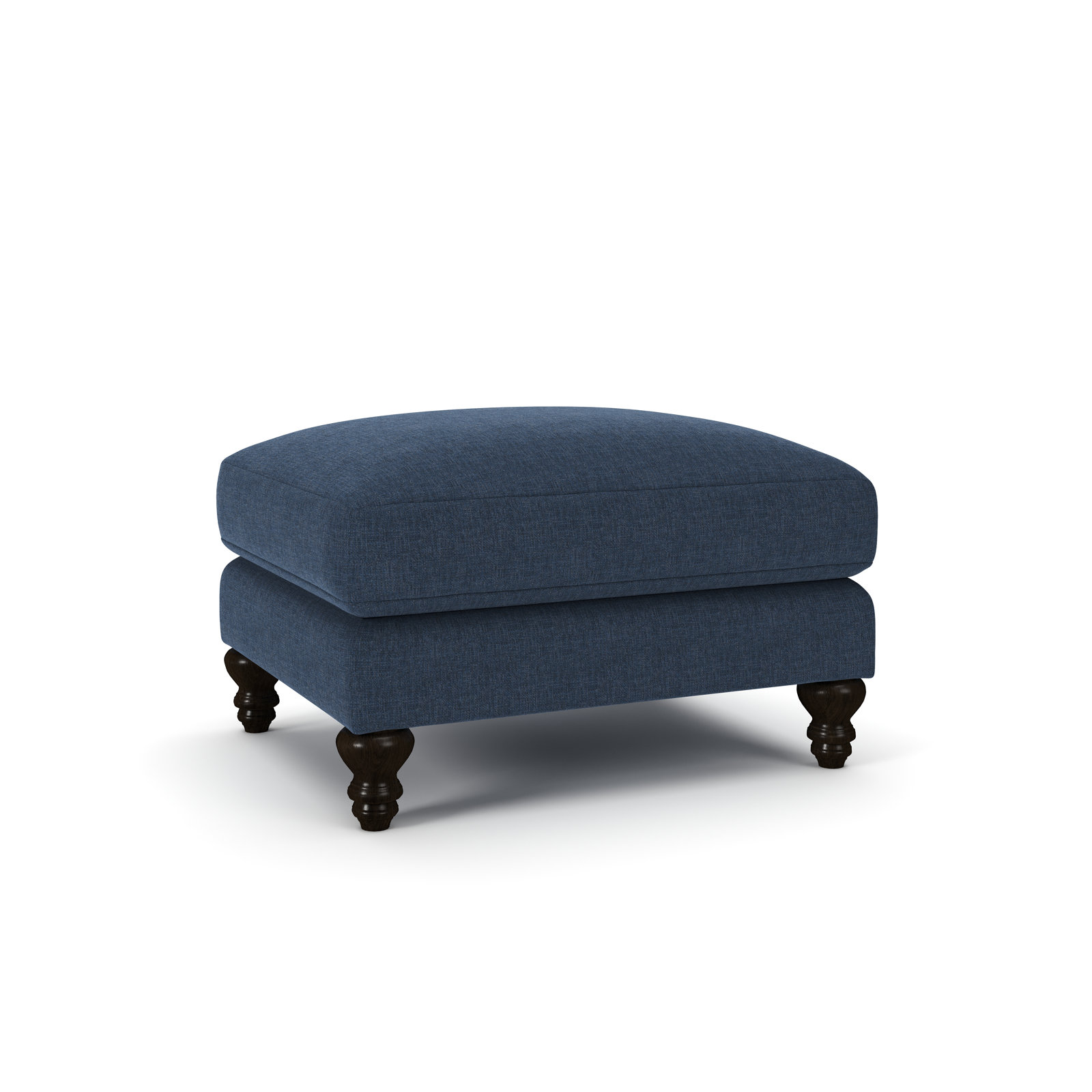 Walters Upholstered Ottoman, Drusky Navy Sustain® Basketweave