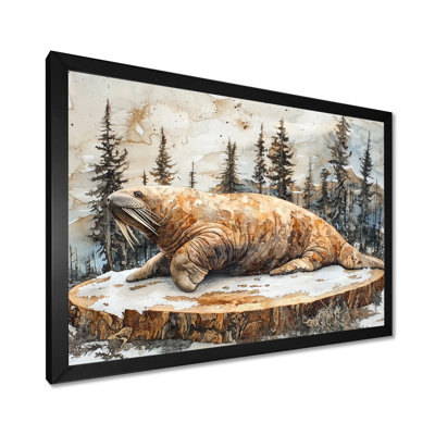 Saltillo Canadian Walrus On A Top Of Wood Slide II - Walrus Large Wall Art