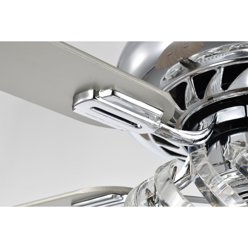 Ventilateur de plafond en cristal poli chromé 28 pouces 3 lumières avec télécommande Camra