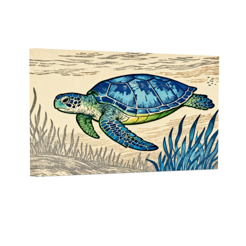 Tortue de mer, H 20 po x l 30 po, Toile tendue, Ne s’applique pas