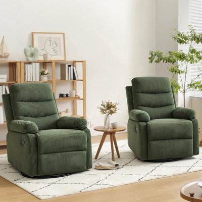 Set Of 2 Comfortable Corduroy 360° Swivel Glider Casanova Chairs