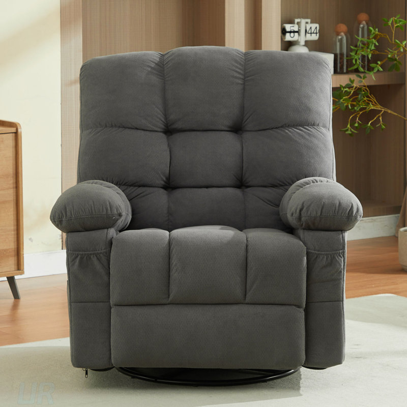 Oversized Massage Swivel Recliner With Vibration, Heating, And USB Charging For Enhanced Comfort And Relaxation, Gray