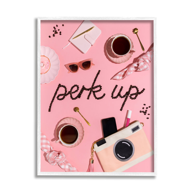Perk Up Glam Coffees par Lish Creative, H 20 po x l 16 po x P 1,5 po, Giclée encadrée blanc bord de mer