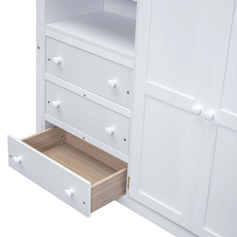 Jamyrah Kids Full Loft Bed with Drawers, White