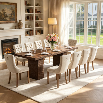 62.99"–94.5" Extendable Dining Table Set with Upholstered Chairs, Rustic Rectangle Expandable Dining Table and Chair Set for Home Office