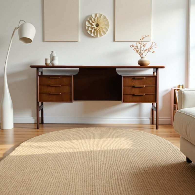 Bureau complet en bois d'hévéa massif