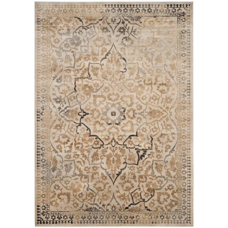 Tapis à motif floral rétro Ercle, Rectangle 8 pi x 10 pi