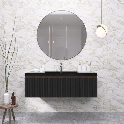 Meuble-lavabo moderne à rayures avec lavabo simple