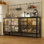 Armoire de rangement industrielle 63 "avec portes en verre, structure en métal noir mat et double tablette