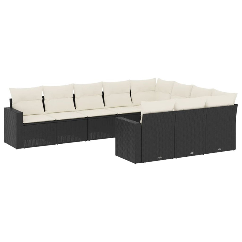 Ensemble de canapé de jardin Vidaxl noir, blanc crème