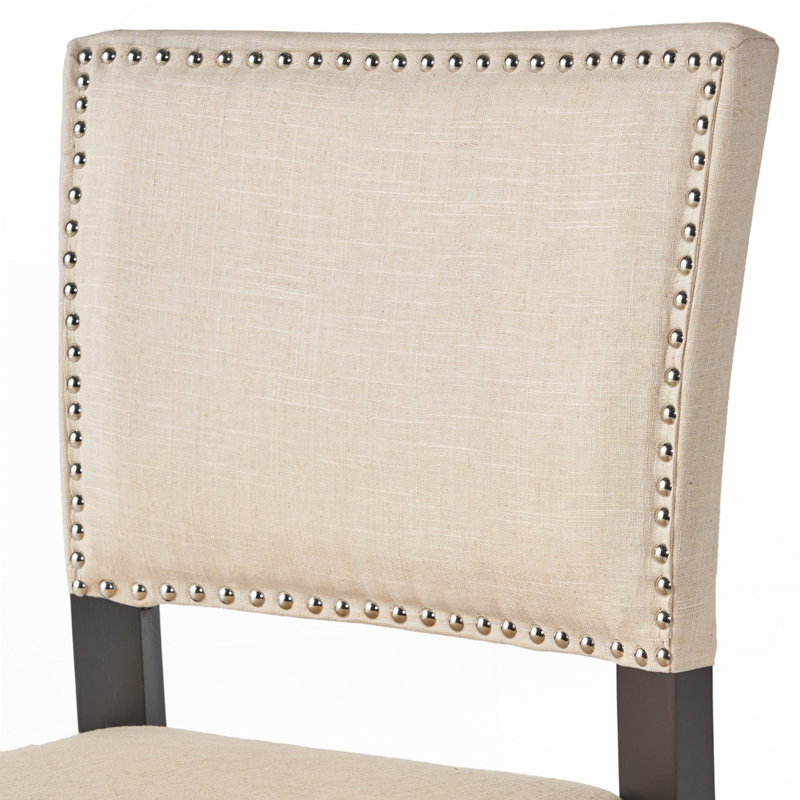Tabouret de bar avec décoration de rivet et structure en bois d'hévéa, ensemble de 2