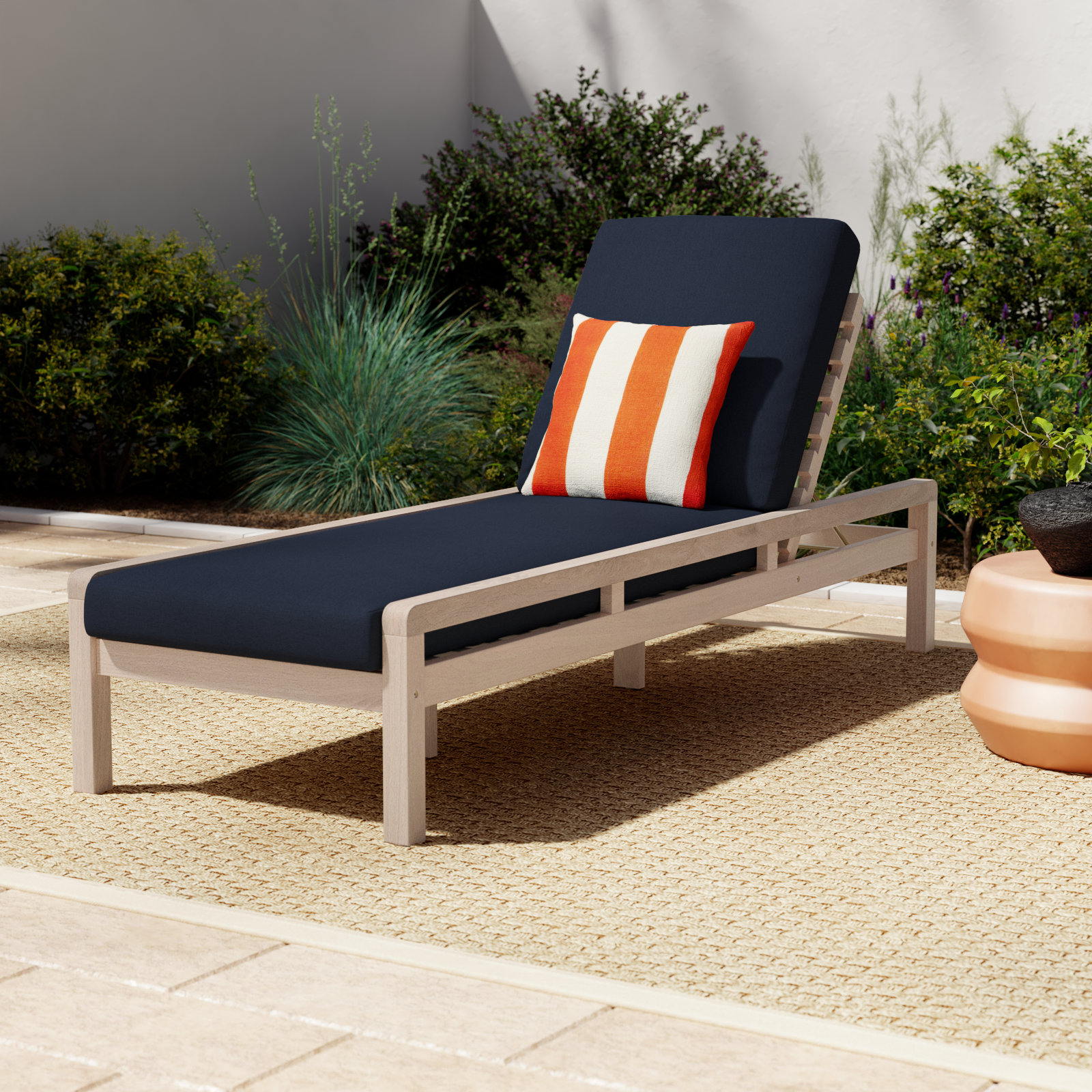 Amina Outdoor Chaise Lounges (Set of 2), Navy
