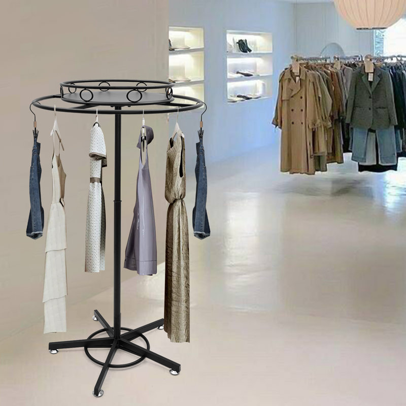 Lazarro 23.62'' Adjustable and Rotating Iron Clothing Rack, Black