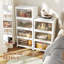 Bacs de rangement à 4 niveaux avec couvercles, organisateurs de placard empilables 23QT et rangement avec roulettes (blanc)-1176456419