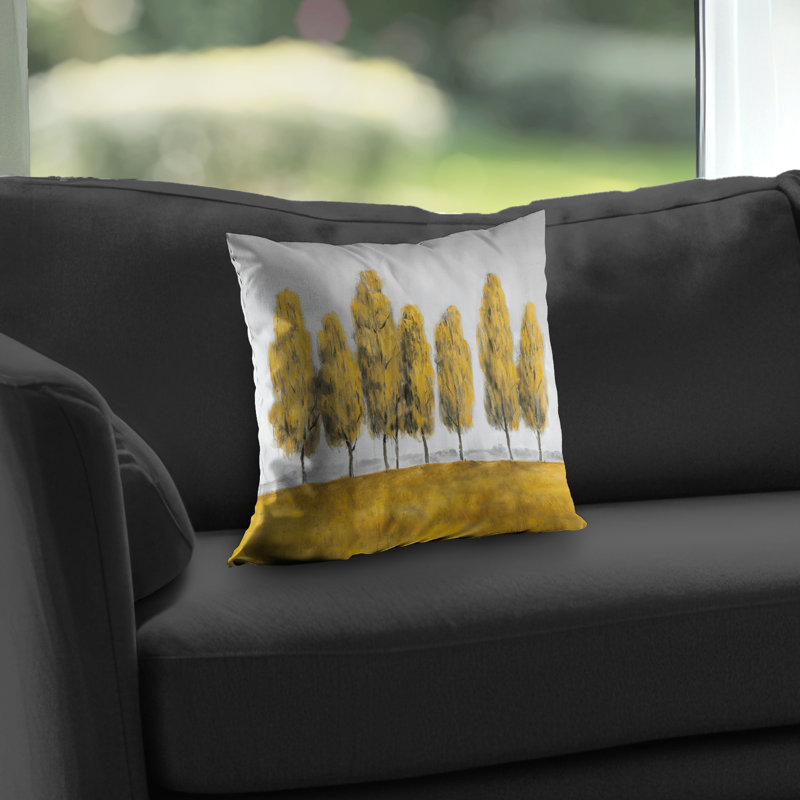 Abstract Yellow Trees - Gray – Throw Pillow Cover Only, Double-Sided Print, Insert Not Included