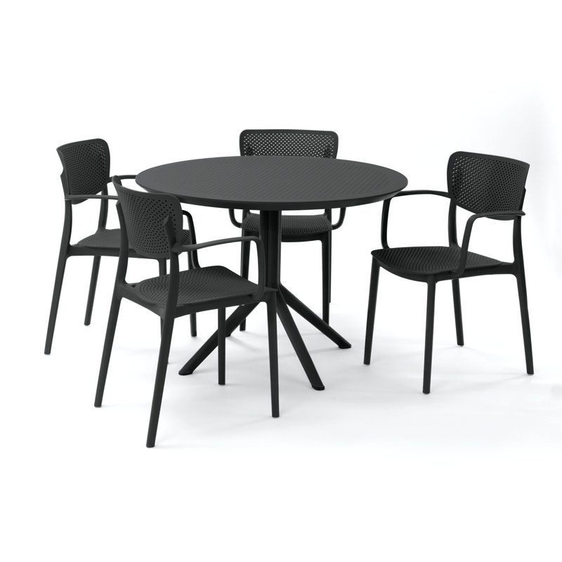 Ensemble de salle à manger pour 5 personnes Farrah, Noir