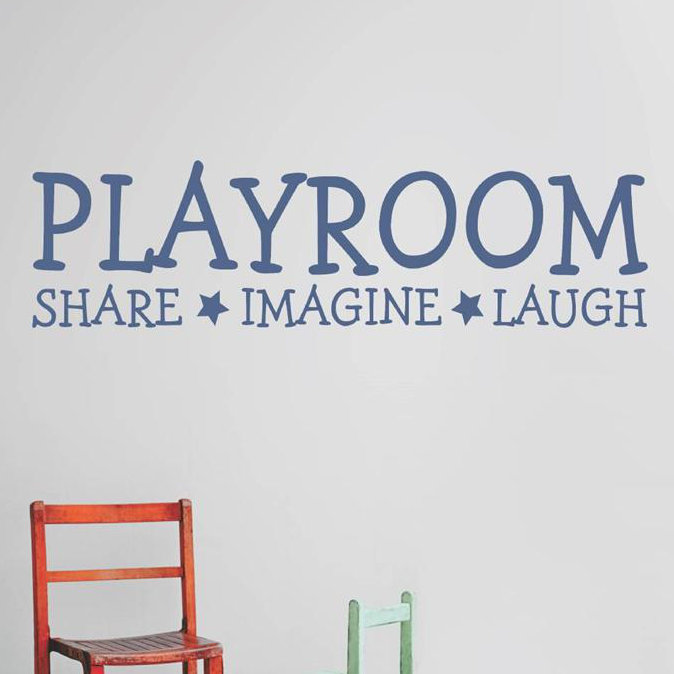 Décalcomanie murale salle jeux share imagine, H 10 po x l 40 po x P 0,16 po, Bleu