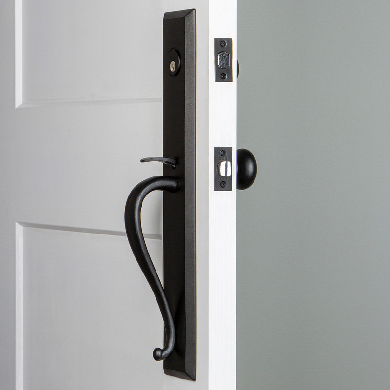 Matte Black Iron Handleset with Deadbolt and Knob