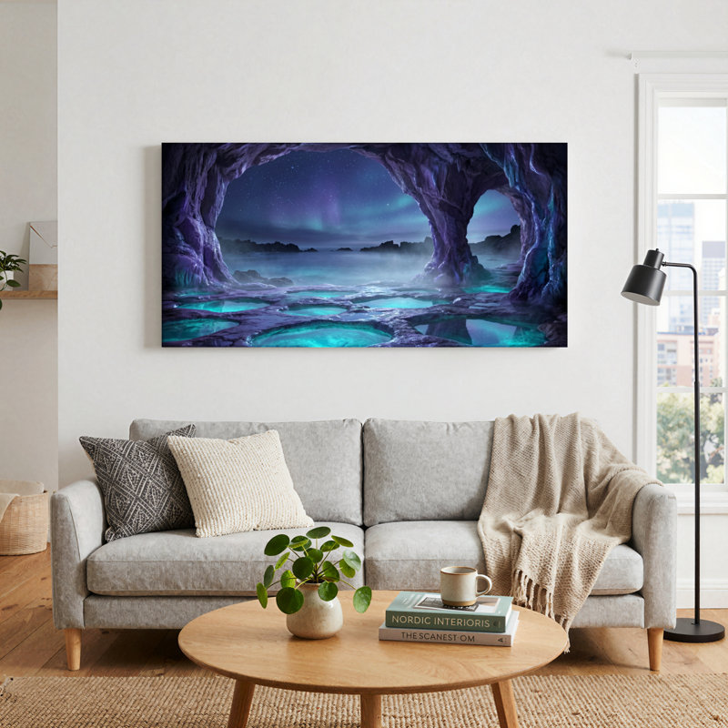 Ensemble de 1 toile murale Mystic Cave, L 40 po x H 20 po, Toile tendue
