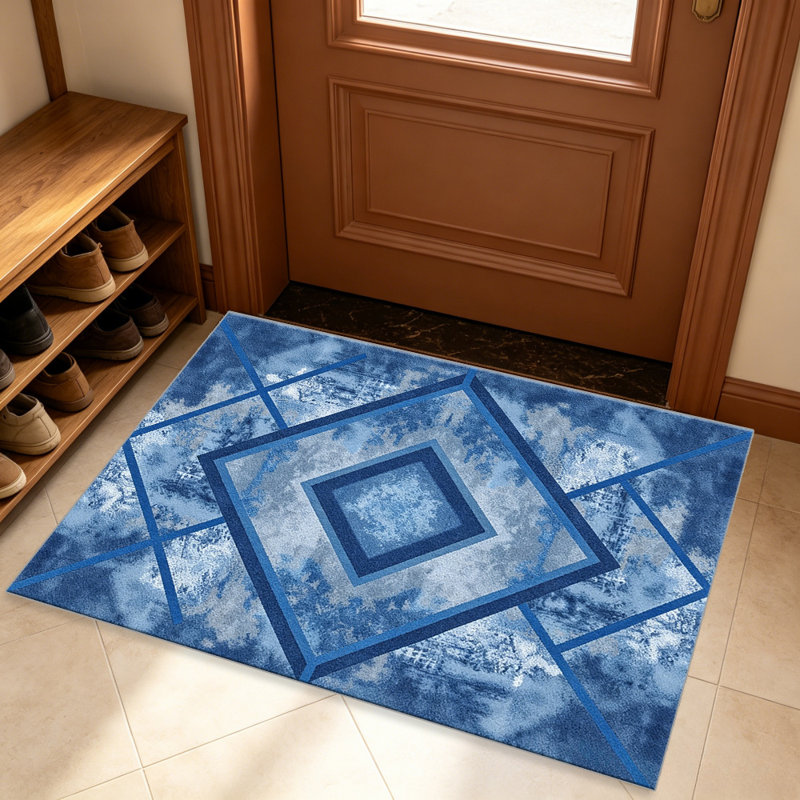 Blue Modern Geometric carpet-easy to clean, machine-washable, soft and comfortable; suitable for door mats, kitchens, living rooms, bedrooms, corridors, and laundry areas. Easy to clean, durable carpet for home decoration.