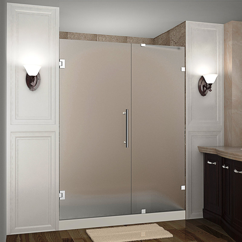Nautis 31" W x 72'' H Hinged Frameless Shower Door, Chrome