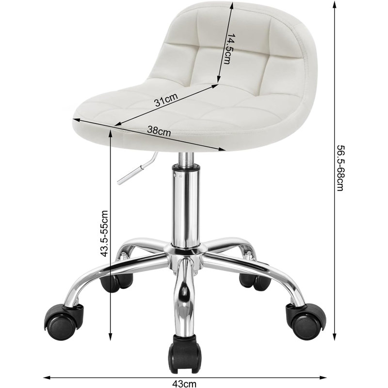 Hertzfeld Backed Adjustable Height Lab Stool, Cream White