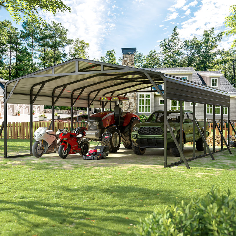 20 ft. W x 30 ft. D Metal Carport with Reinforced Heavy-Duty Steel Frame, Outdoor Canopy Shelter for Multiple Vehicles