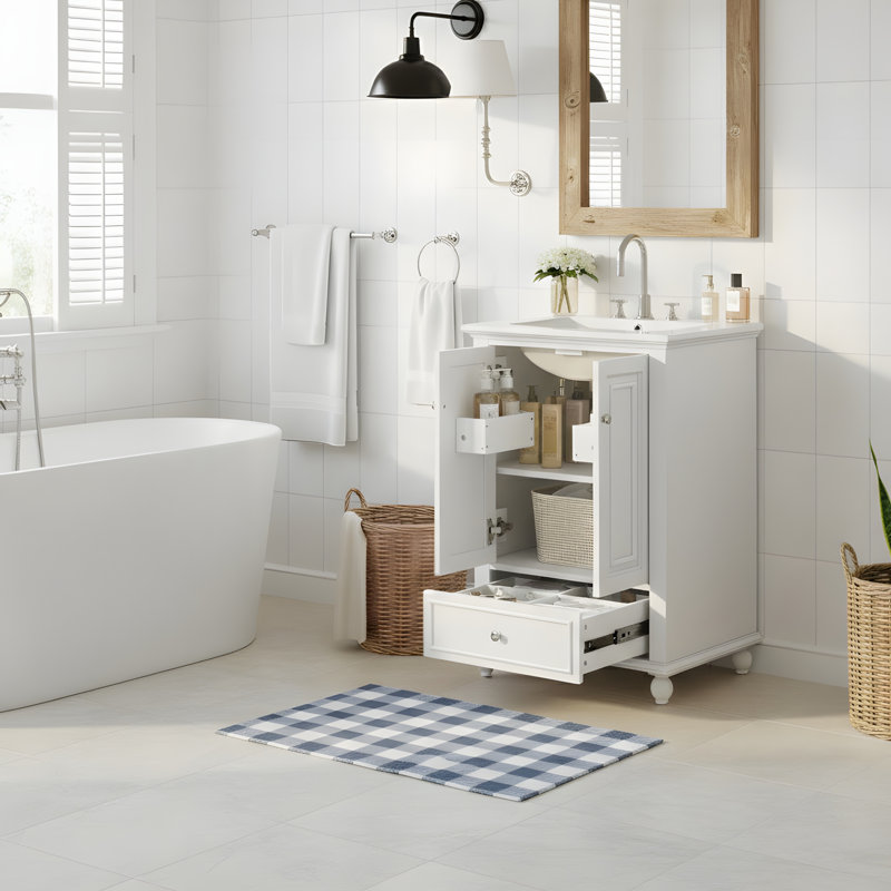 Meuble-lavabo pratique prêt à l'emploi, Blanc