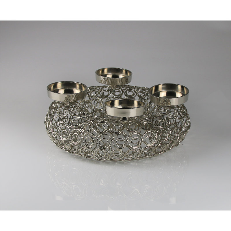 Stainless Steel Tabletop Adventskranz, 10cm H x 37cm W x 37cm D