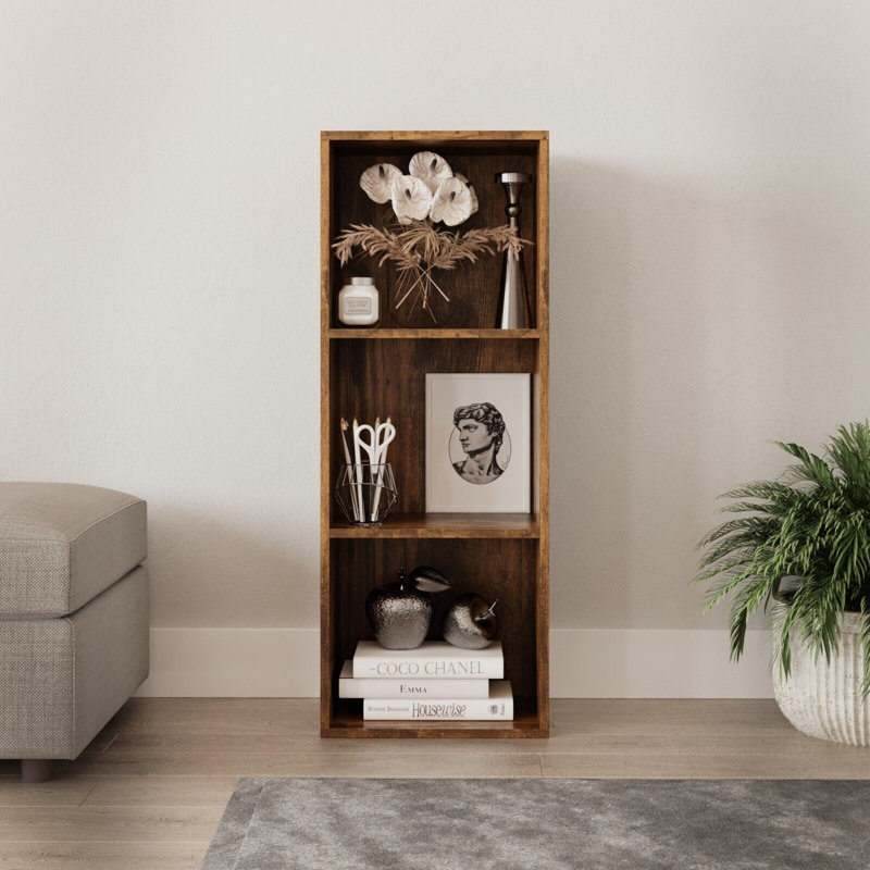 79.5cm H x 30cm W Solid Wood Standard Bookcase, Rustic Brown
