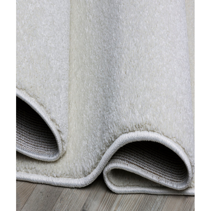Tapis blanc / gris en polypropylène tissé à la machine Donovon, Rectangle 6 pi 7 po x 9 pi 6 po