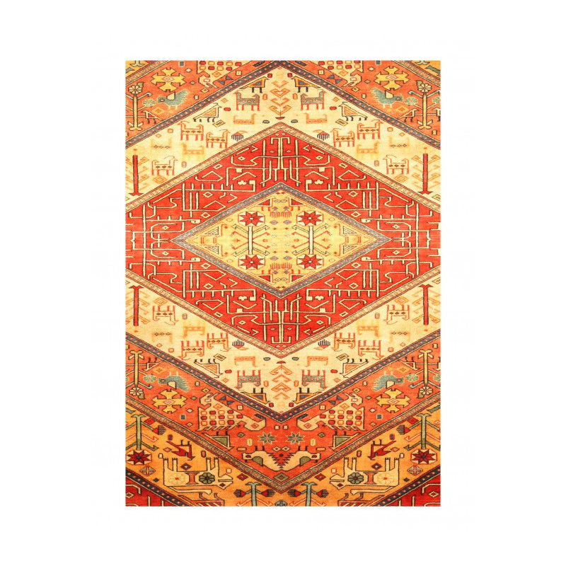 Shemena Hand Knotted Area Rug in Gold