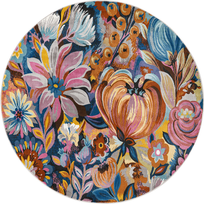 Floral Indoor Rug, Round 5'3"