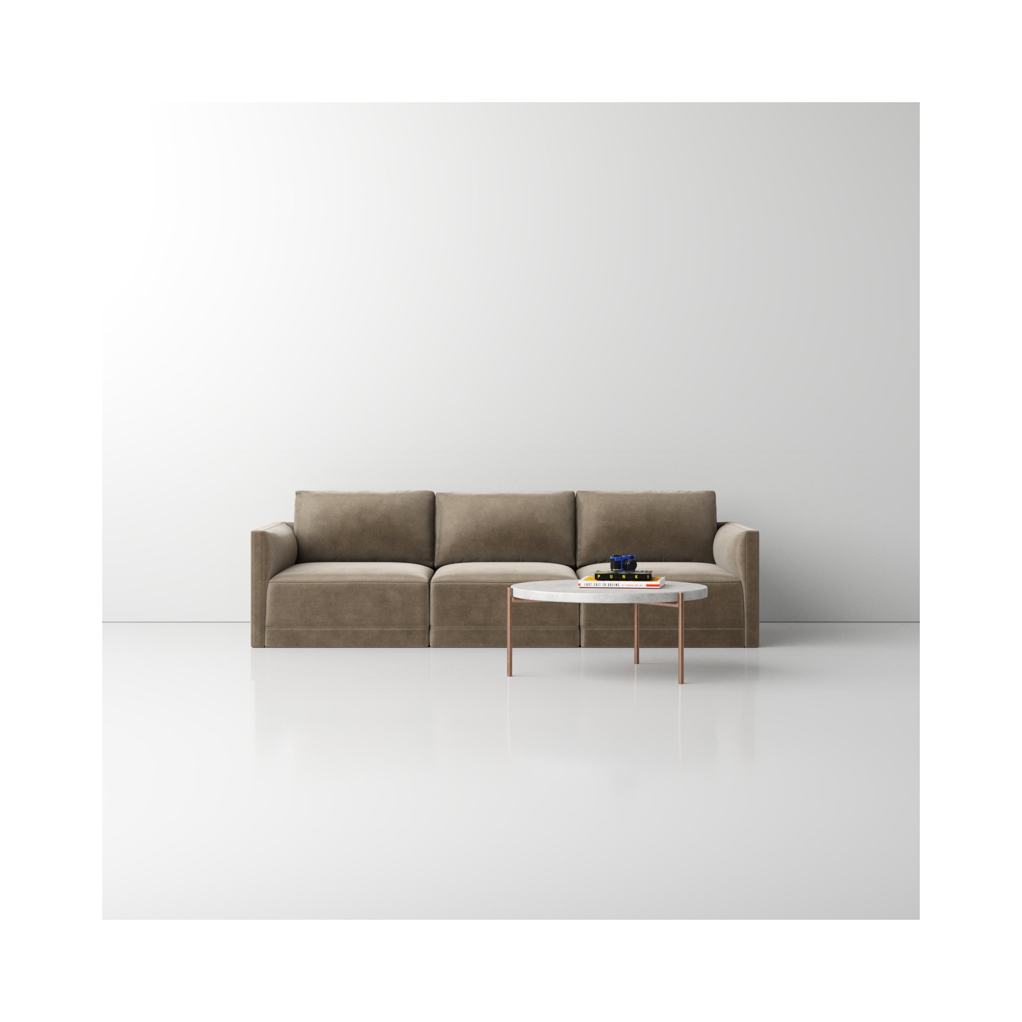 Deirdre 104.5'' Upholstered Sofa, Taupe Velvet