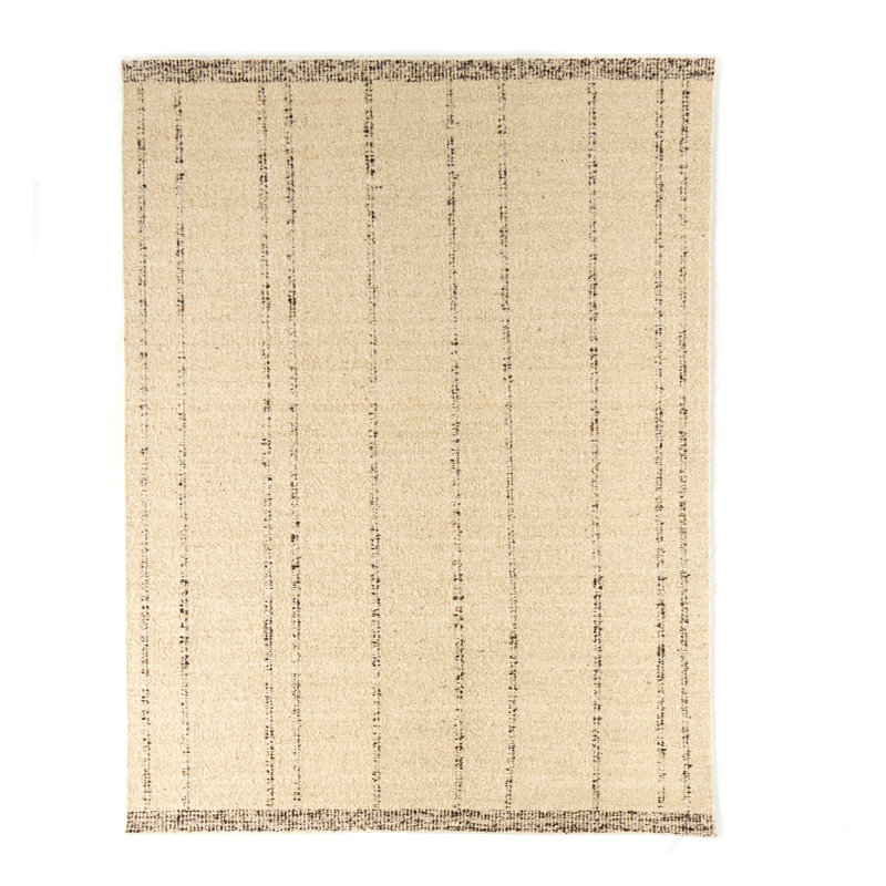 Tapis beige / brun en laine et polyester tissé à la main Sherrea, Rectangle 9 pi x 12 pi