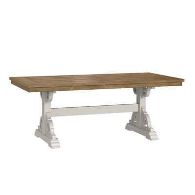Brown And White Trestle Dining Table