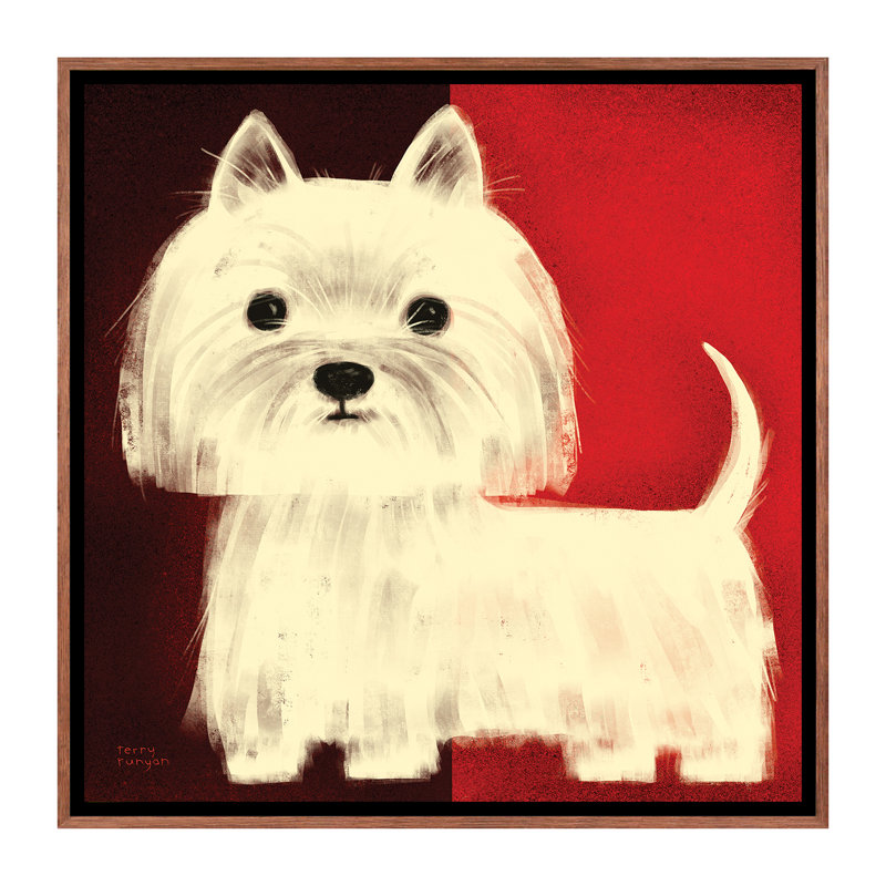 «West Highland White Terrier» par Terry Runyan - impression, Toile avec cadre brun, Pas de tapis, H 18 po x l 18 po x 1,5 po