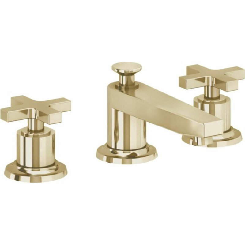 Rincon Bay 8" Widespread Lavatory Faucet with Completely Finished ZeroDrain-4502ZBF, Polished Brass, Cross Handle