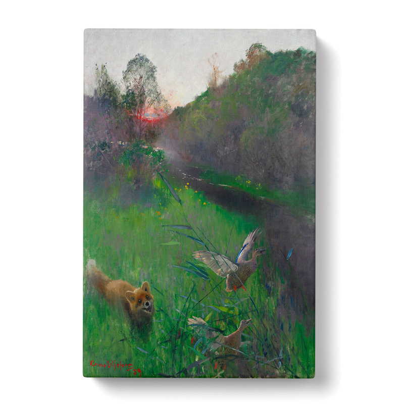 Fox And Seabirds by Bruno Liljefors - Wrapped Canvas, 60cm H x 40cm W x 3cm D