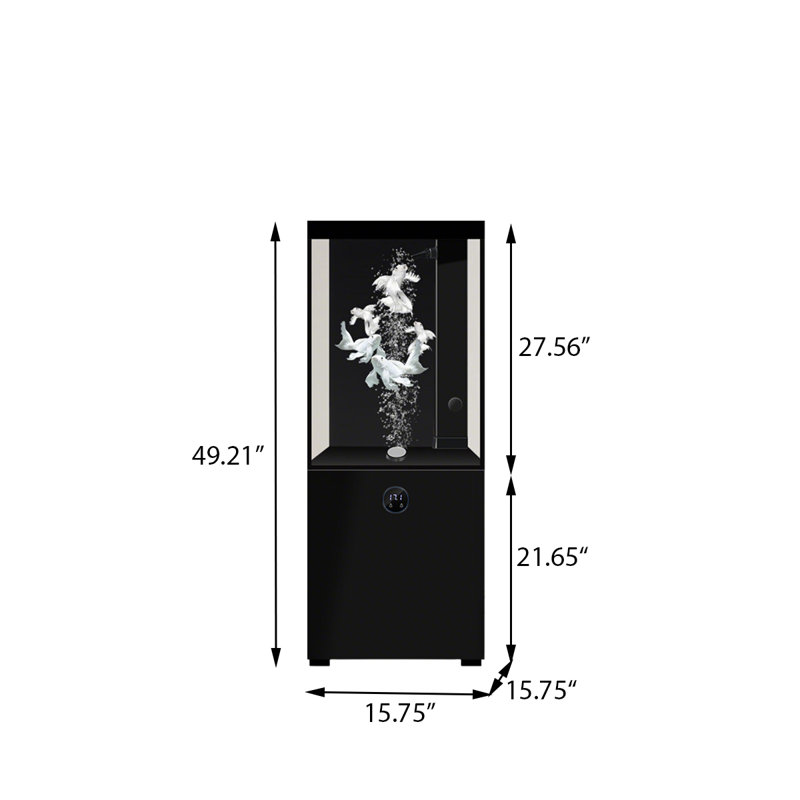 Aquarium noir de 15,75 po avec aquarium en verre ultra transparent, 49.21" H x 15.75" W x 15.75" D, Clear/Black