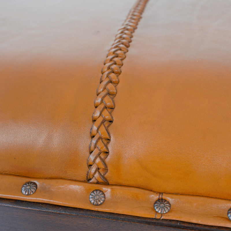 Elden Full Grain Leather Bench With Solid Wood Frame And Timeless Style